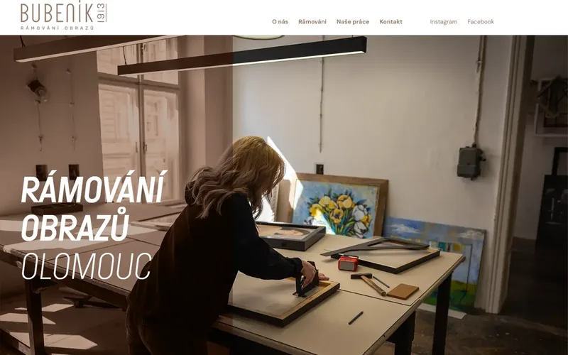 Úvodní stránka webu bubenik-ramovani.cz