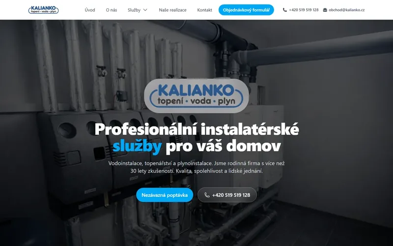 Úvodní stránka webu kalianko.cz